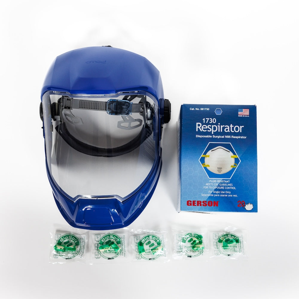 Z87+ ANSI Face Shield, 10 x N95 Cup Mask, and 5 x NRR32 Earplugs Bundle