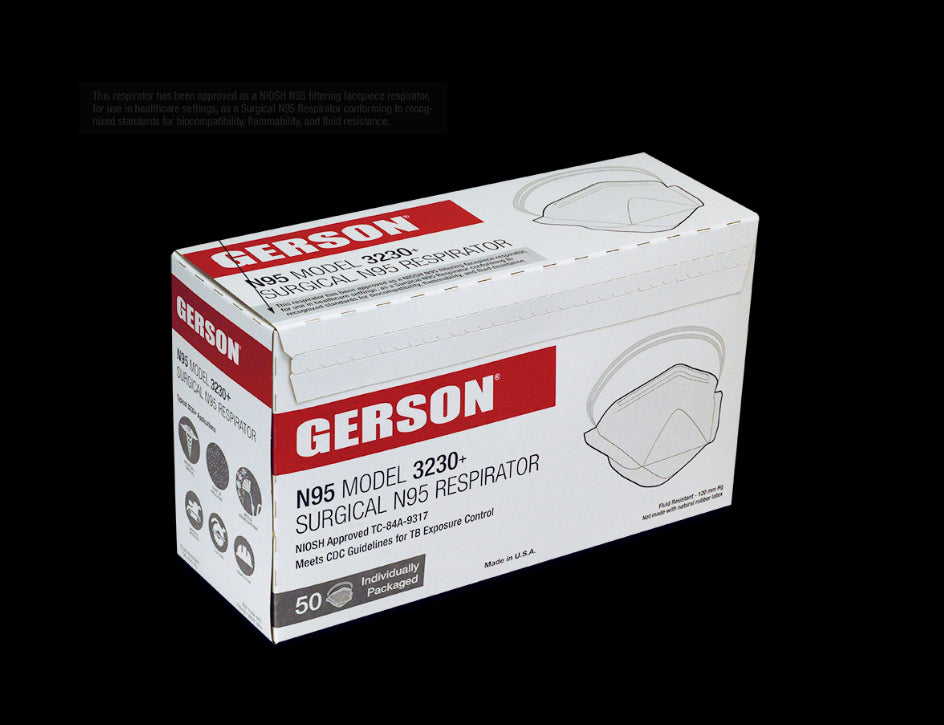 Gerson 3230 Plus N95 NIOSH Surgical Flat-fold Masks